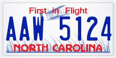 NC license plate AAW5124