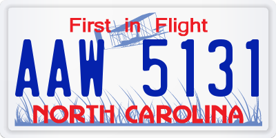 NC license plate AAW5131