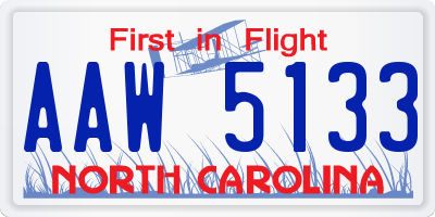 NC license plate AAW5133