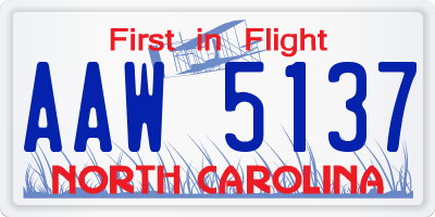 NC license plate AAW5137