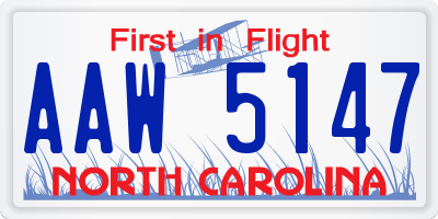 NC license plate AAW5147