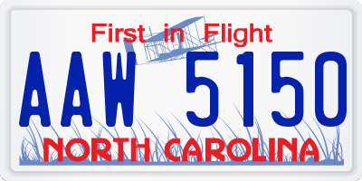 NC license plate AAW5150