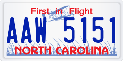 NC license plate AAW5151