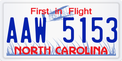 NC license plate AAW5153