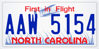 NC license plate AAW5154