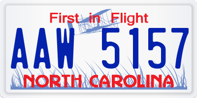 NC license plate AAW5157