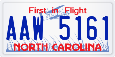 NC license plate AAW5161