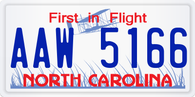 NC license plate AAW5166