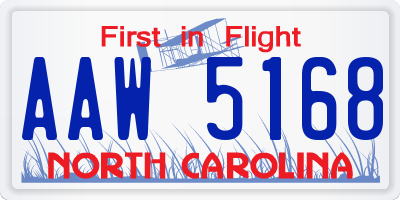 NC license plate AAW5168
