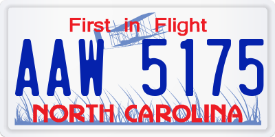 NC license plate AAW5175