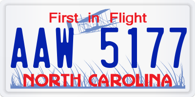 NC license plate AAW5177
