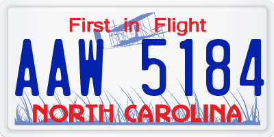 NC license plate AAW5184