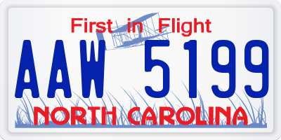 NC license plate AAW5199