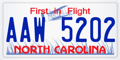 NC license plate AAW5202