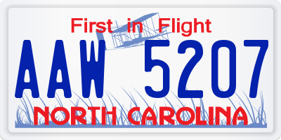 NC license plate AAW5207