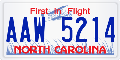NC license plate AAW5214