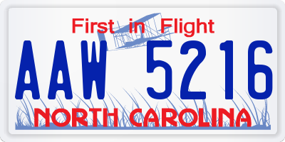 NC license plate AAW5216
