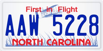 NC license plate AAW5228
