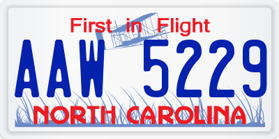 NC license plate AAW5229