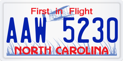 NC license plate AAW5230