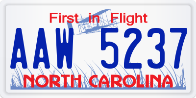 NC license plate AAW5237