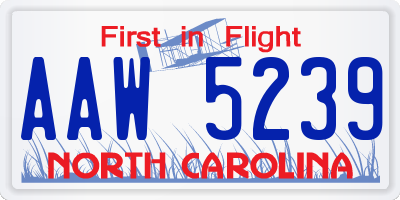 NC license plate AAW5239