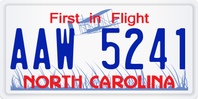 NC license plate AAW5241