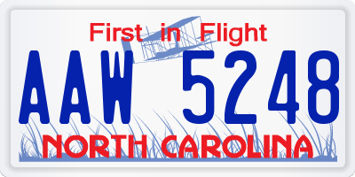 NC license plate AAW5248