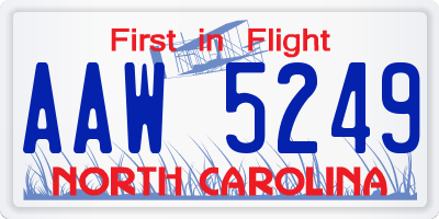 NC license plate AAW5249