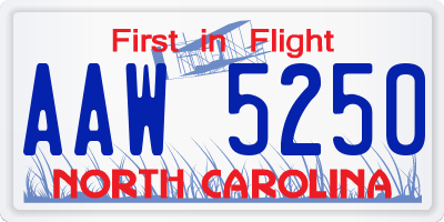 NC license plate AAW5250