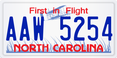 NC license plate AAW5254