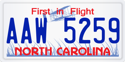 NC license plate AAW5259