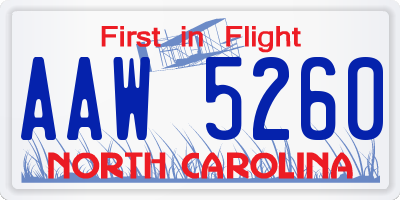 NC license plate AAW5260