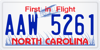 NC license plate AAW5261