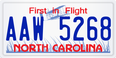 NC license plate AAW5268