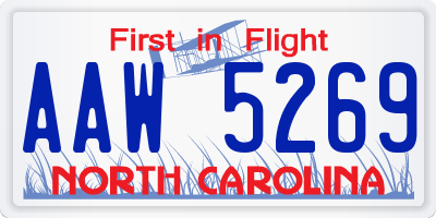 NC license plate AAW5269