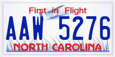 NC license plate AAW5276