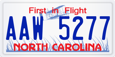 NC license plate AAW5277