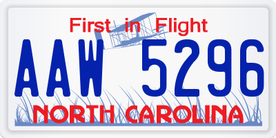NC license plate AAW5296