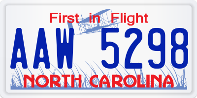 NC license plate AAW5298