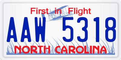 NC license plate AAW5318