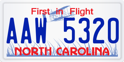 NC license plate AAW5320