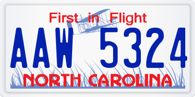 NC license plate AAW5324