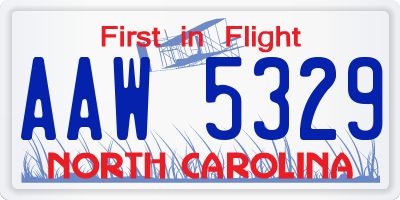 NC license plate AAW5329