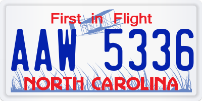 NC license plate AAW5336