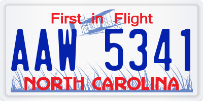 NC license plate AAW5341