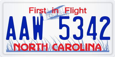 NC license plate AAW5342