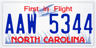 NC license plate AAW5344