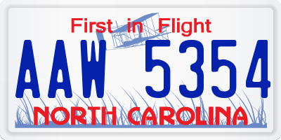 NC license plate AAW5354