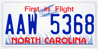 NC license plate AAW5368